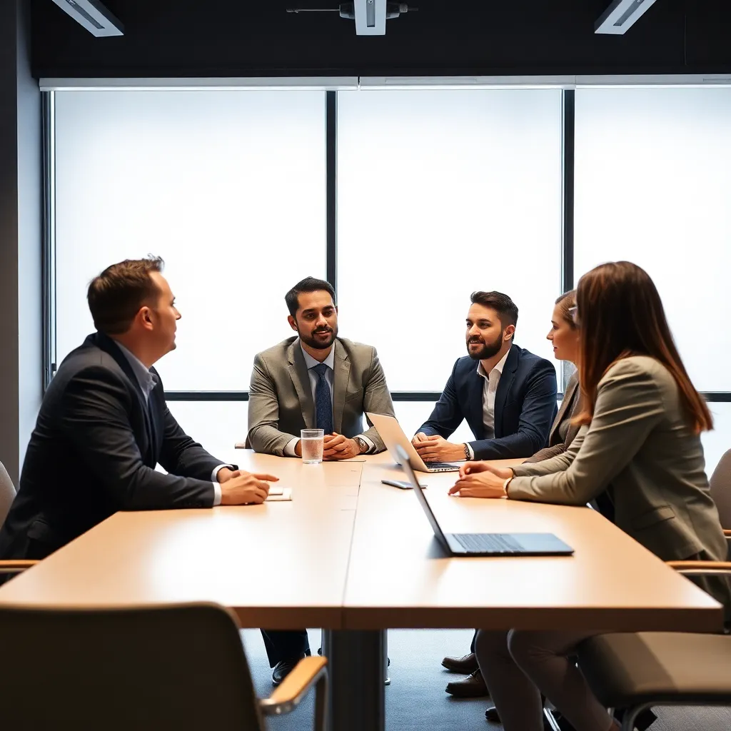 Professional recruiting team meeting